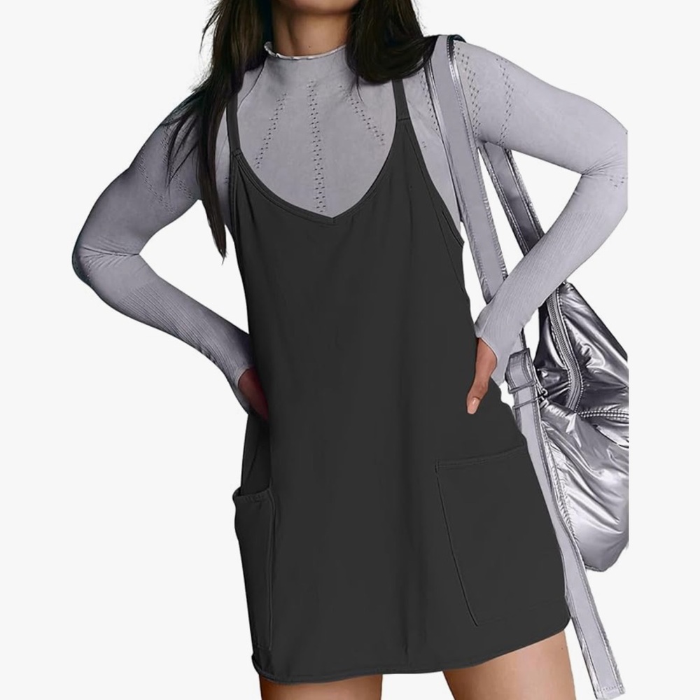 Black Dress with built in shorts- Dress/romper